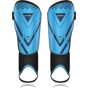 Airsfish Shin Guards With Sleeve With EVA Cushion in BLUE Size Small - See Chart